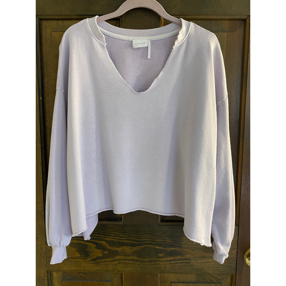 Out From Under Urban Outfitters Lavender V-Neck Cropped Sweatshirt Purple Medium